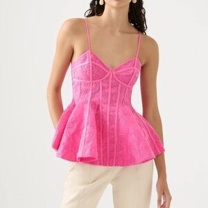 NWT Aje Evangeline Flared Cami Top in Pink
